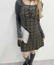 ガーリーチェックキャミワンピース