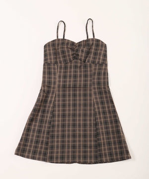 ガーリーチェックキャミワンピース