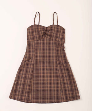 ガーリーチェックキャミワンピース