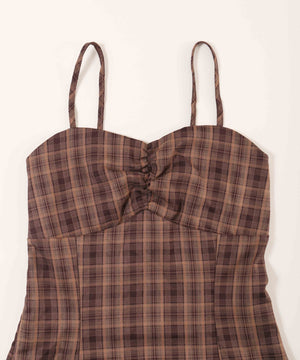 ガーリーチェックキャミワンピース