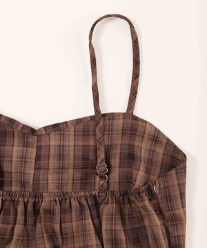 ガーリーチェックキャミワンピース