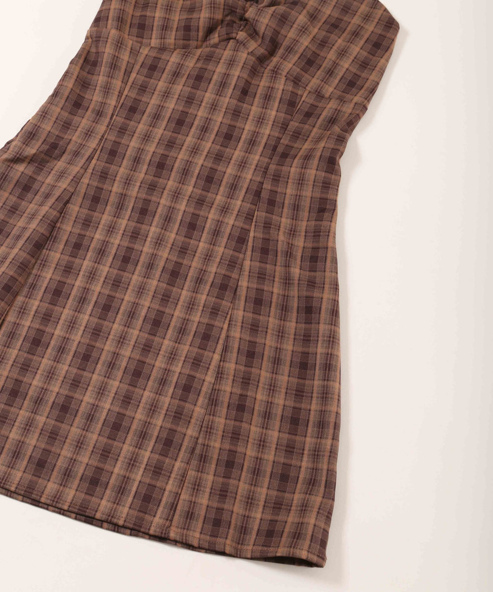 ガーリーチェックキャミワンピース