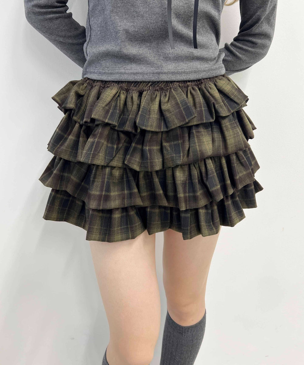 ボリュームチェックミニスカート