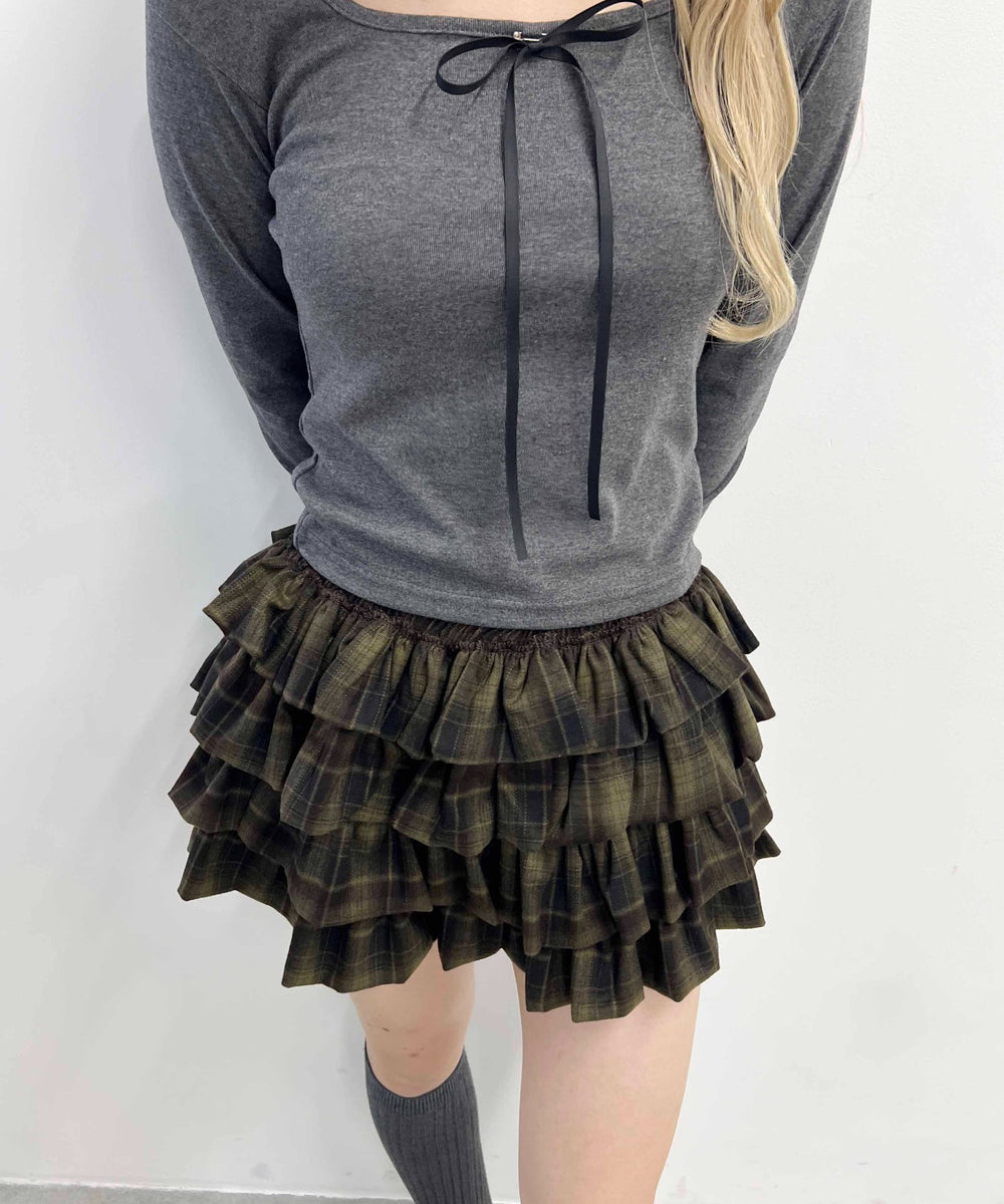 ボリュームチェックミニスカート