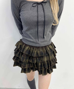 ボリュームチェックミニスカート