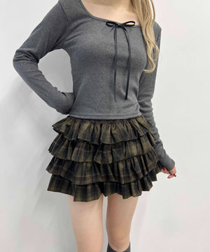 ボリュームチェックミニスカート