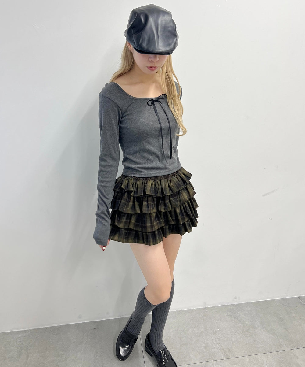 ボリュームチェックミニスカート