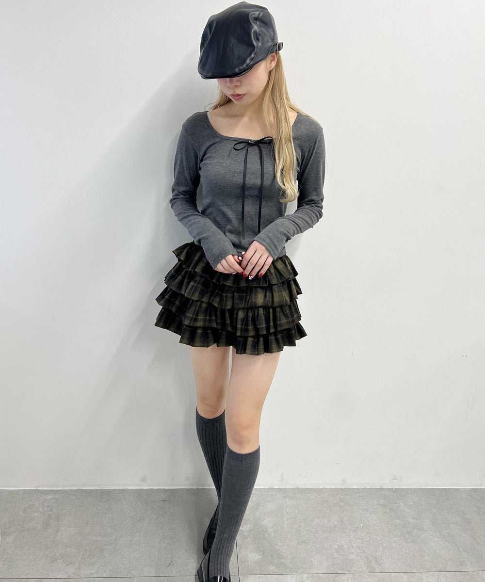 ボリュームチェックミニスカート