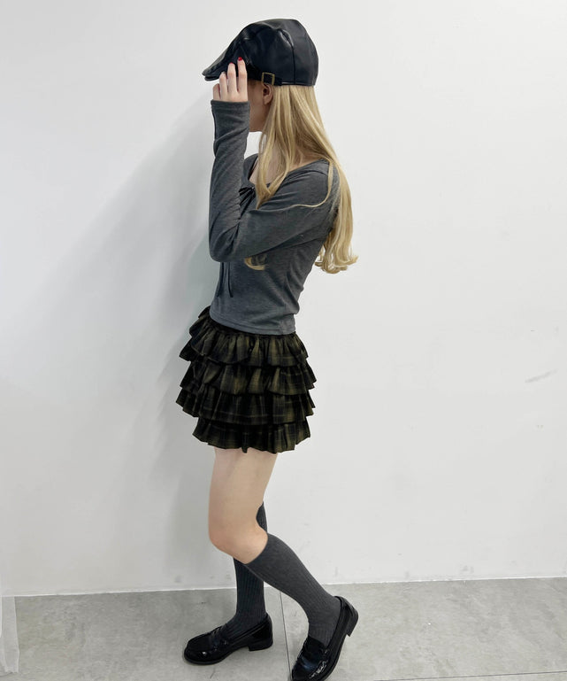 ボリュームチェックミニスカート