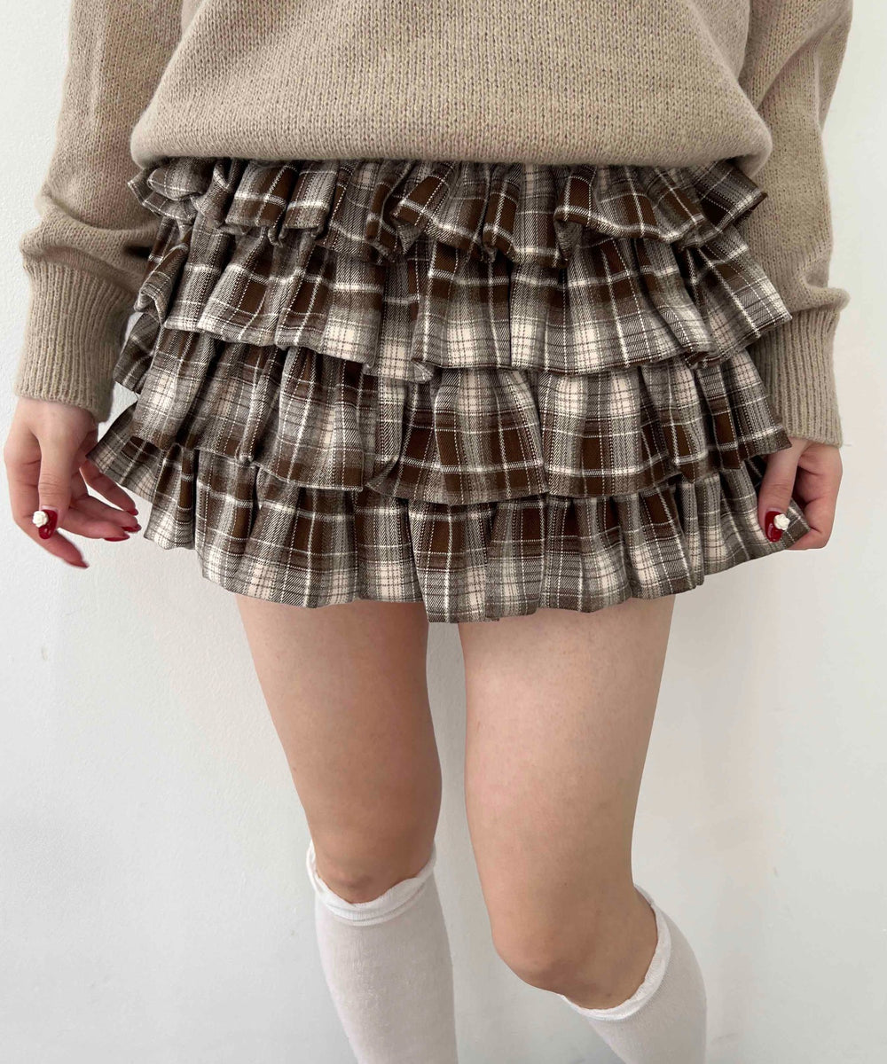 ボリュームチェックミニスカート