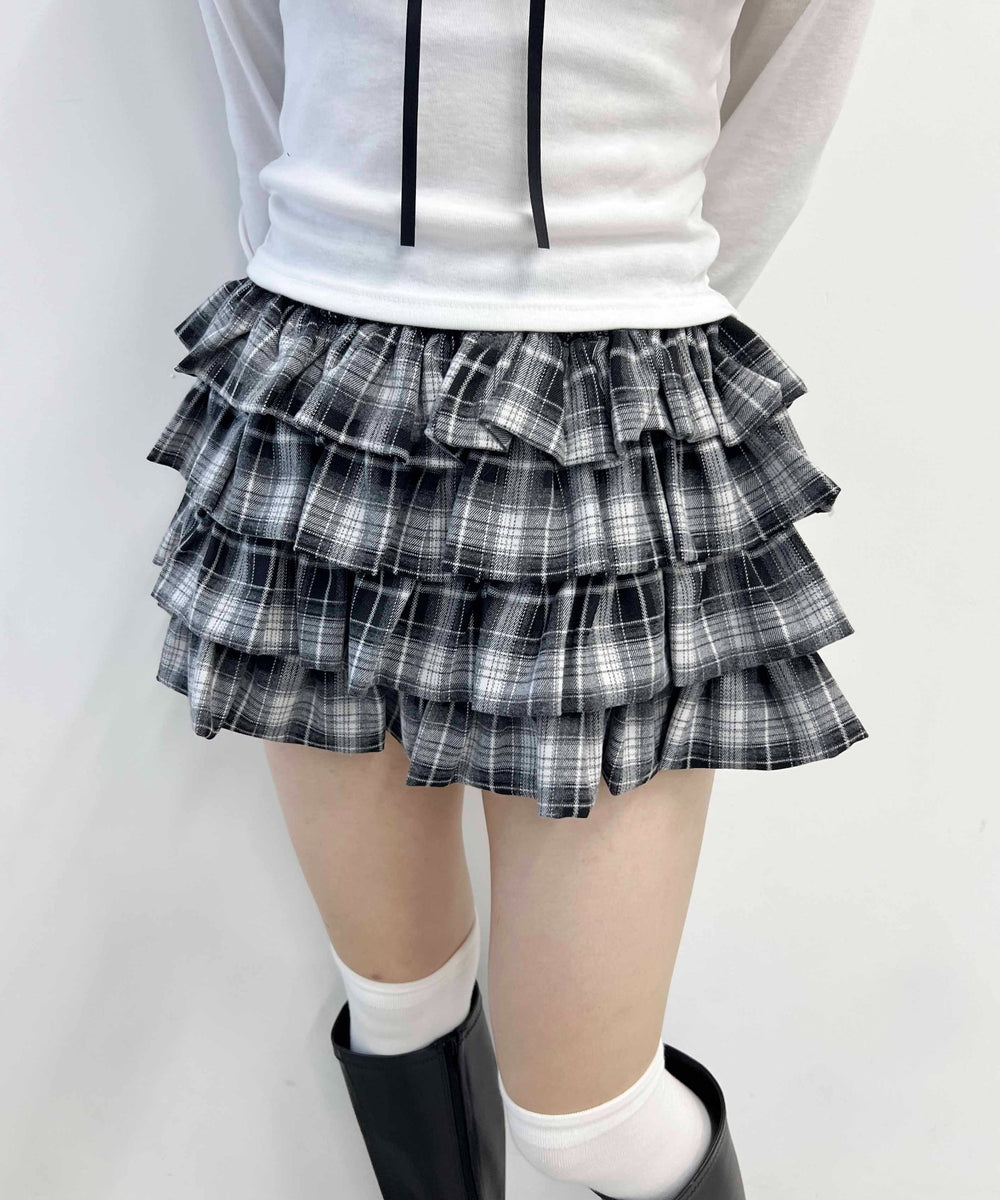 ボリュームチェックミニスカート