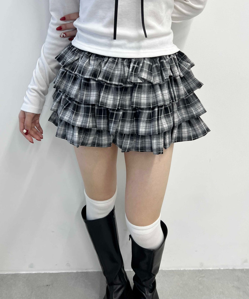 ボリュームチェックミニスカート