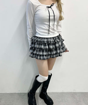 ボリュームチェックミニスカート