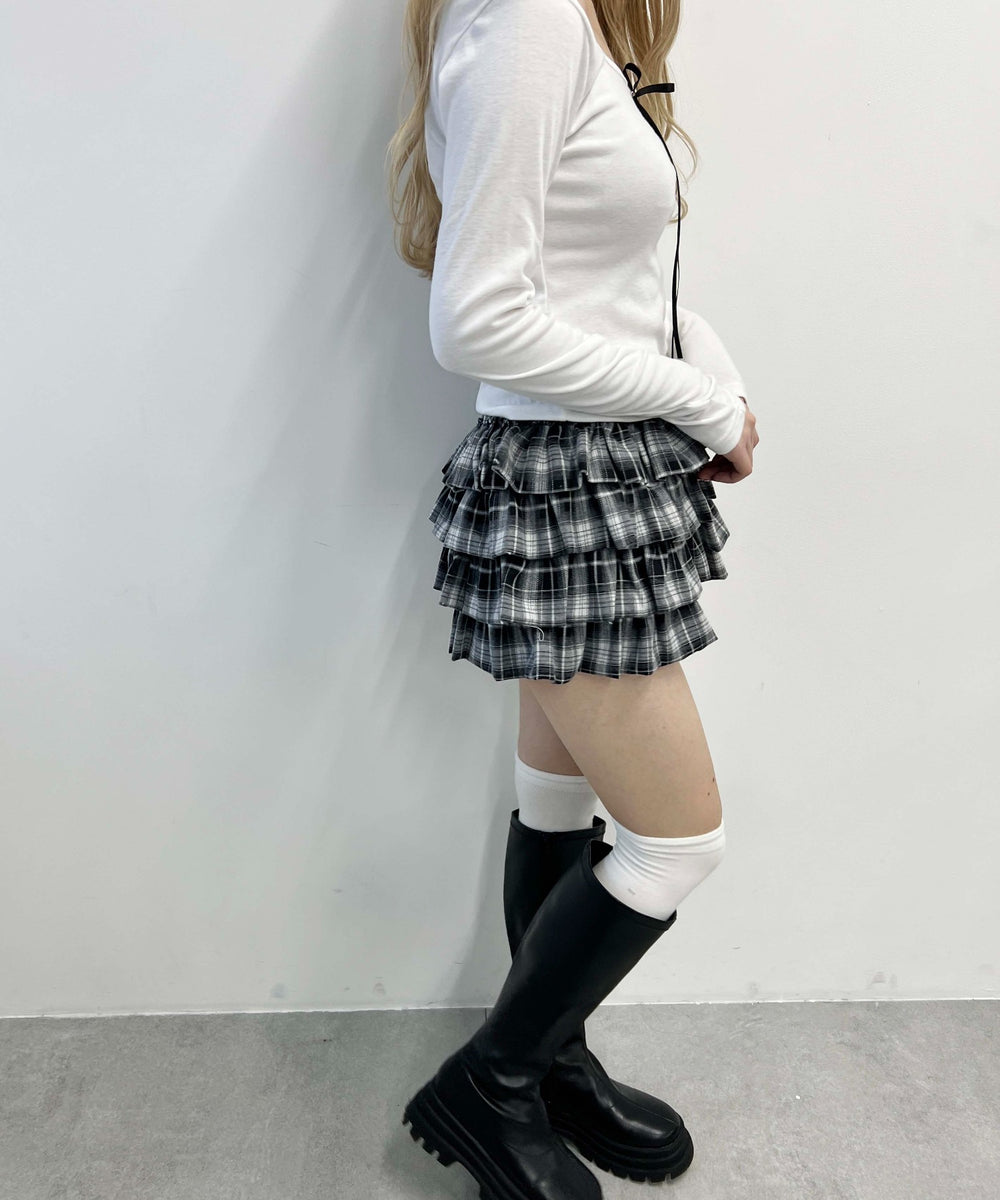 ボリュームチェックミニスカート