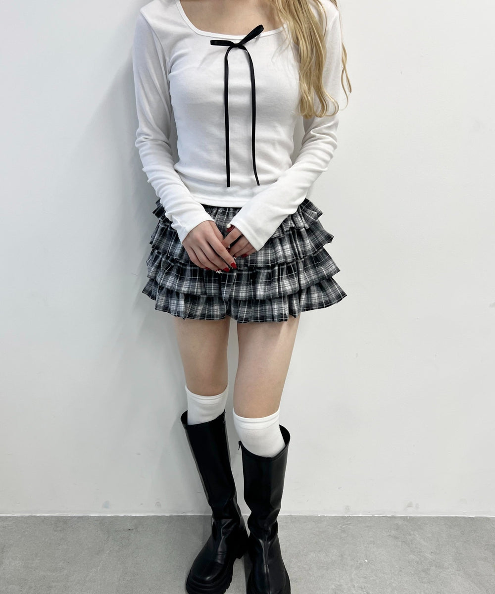 ボリュームチェックミニスカート