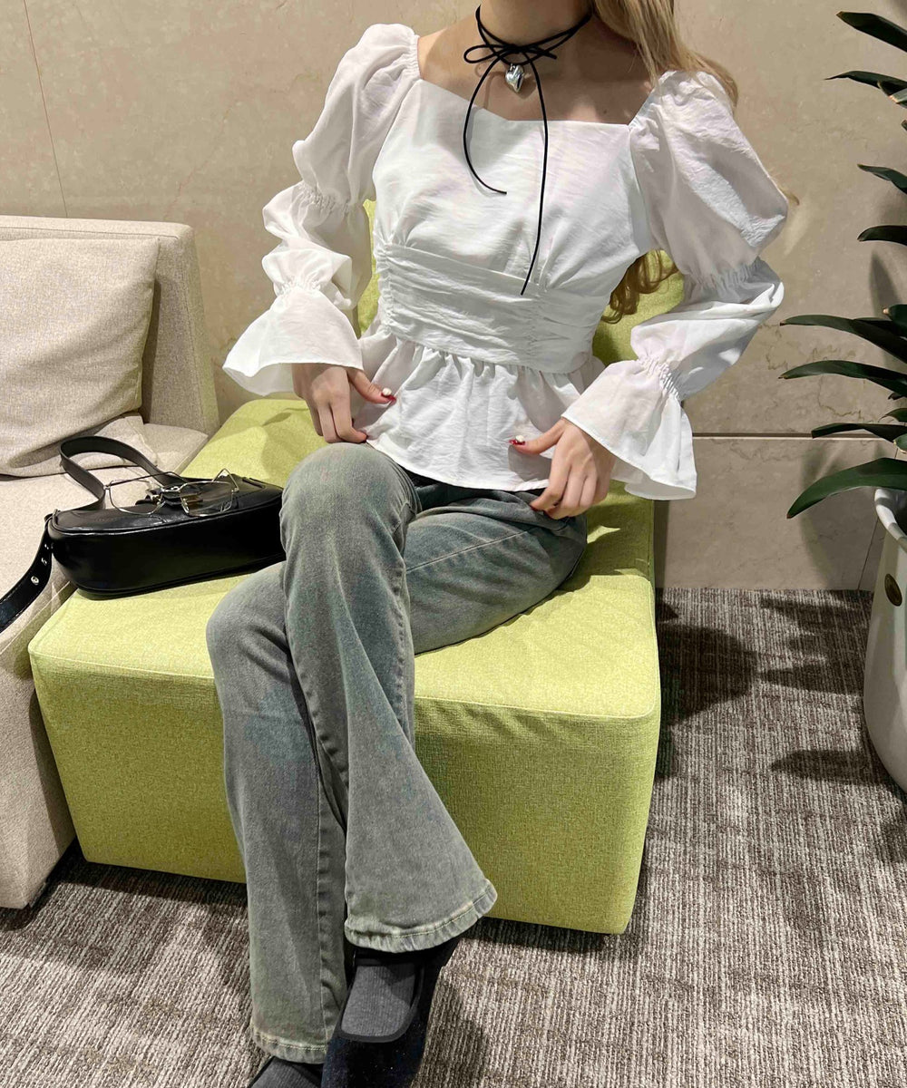 キャンディスリーブショートブラウス