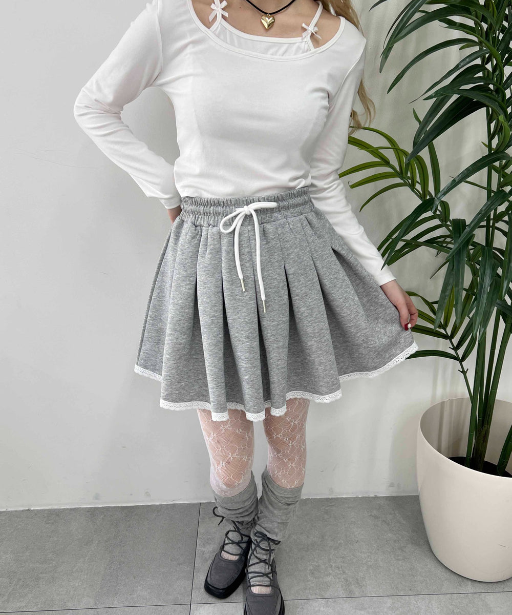 レースパイピングスウェットスカート