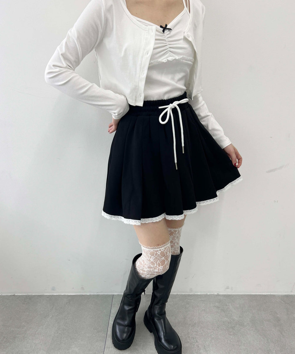 レースパイピングスウェットスカート