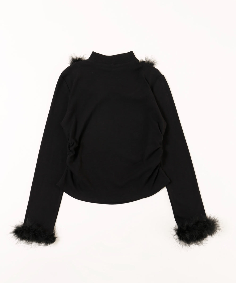 フェイクファーパイピングトップス