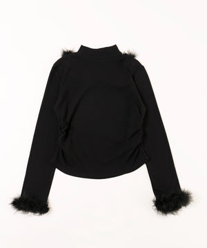フェイクファーパイピングトップス