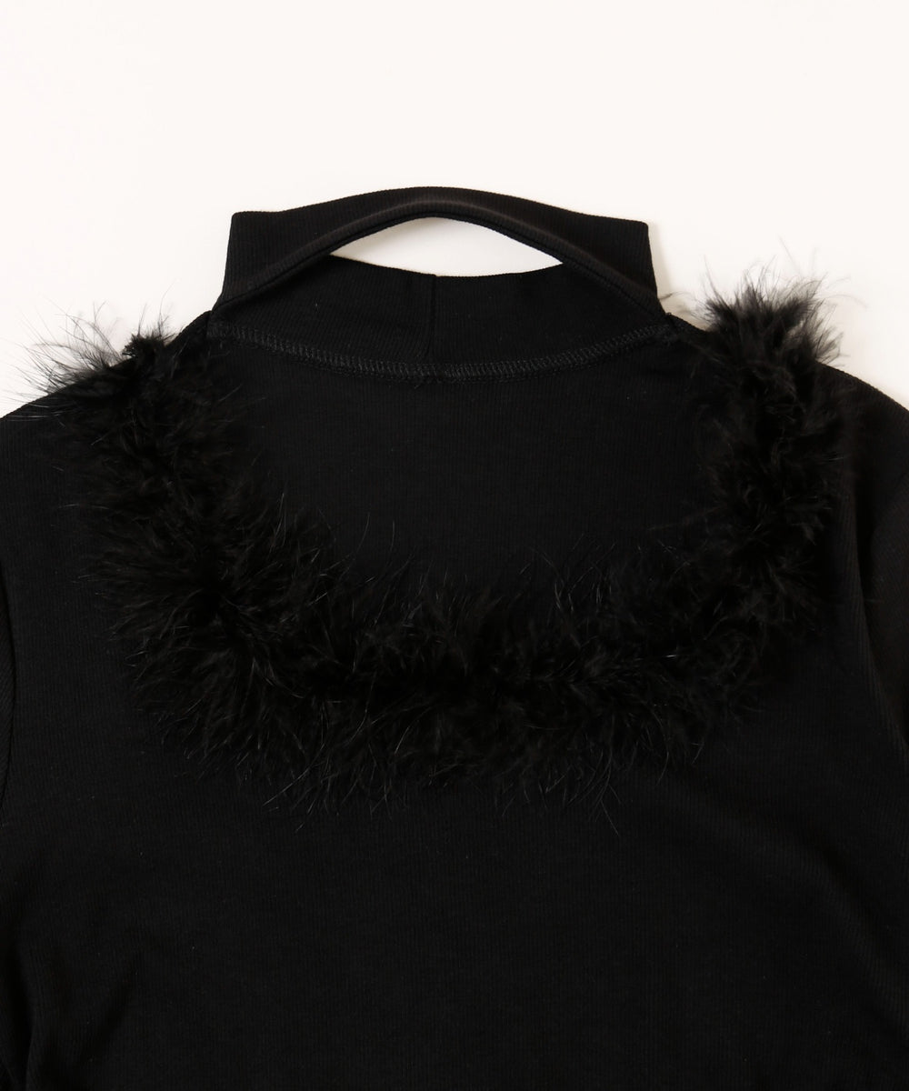 フェイクファーパイピングトップス