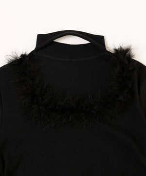フェイクファーパイピングトップス