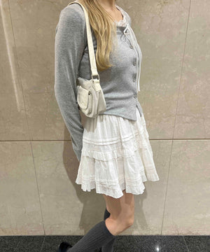 フリルネックリボンカーディガン