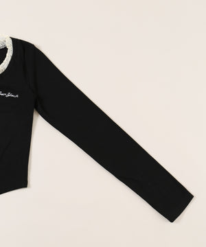 フリルネックリボンカーディガン