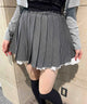 ピンストライプレースレイヤードスカート/グレー モデル：160㎝ F着用