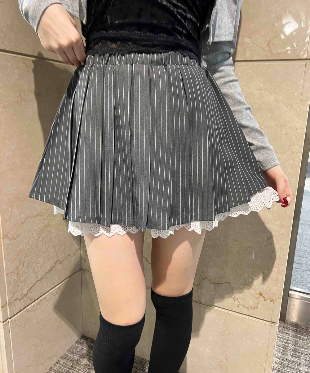 ピンストライプレースレイヤードスカート