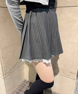 ピンストライプレースレイヤードスカート