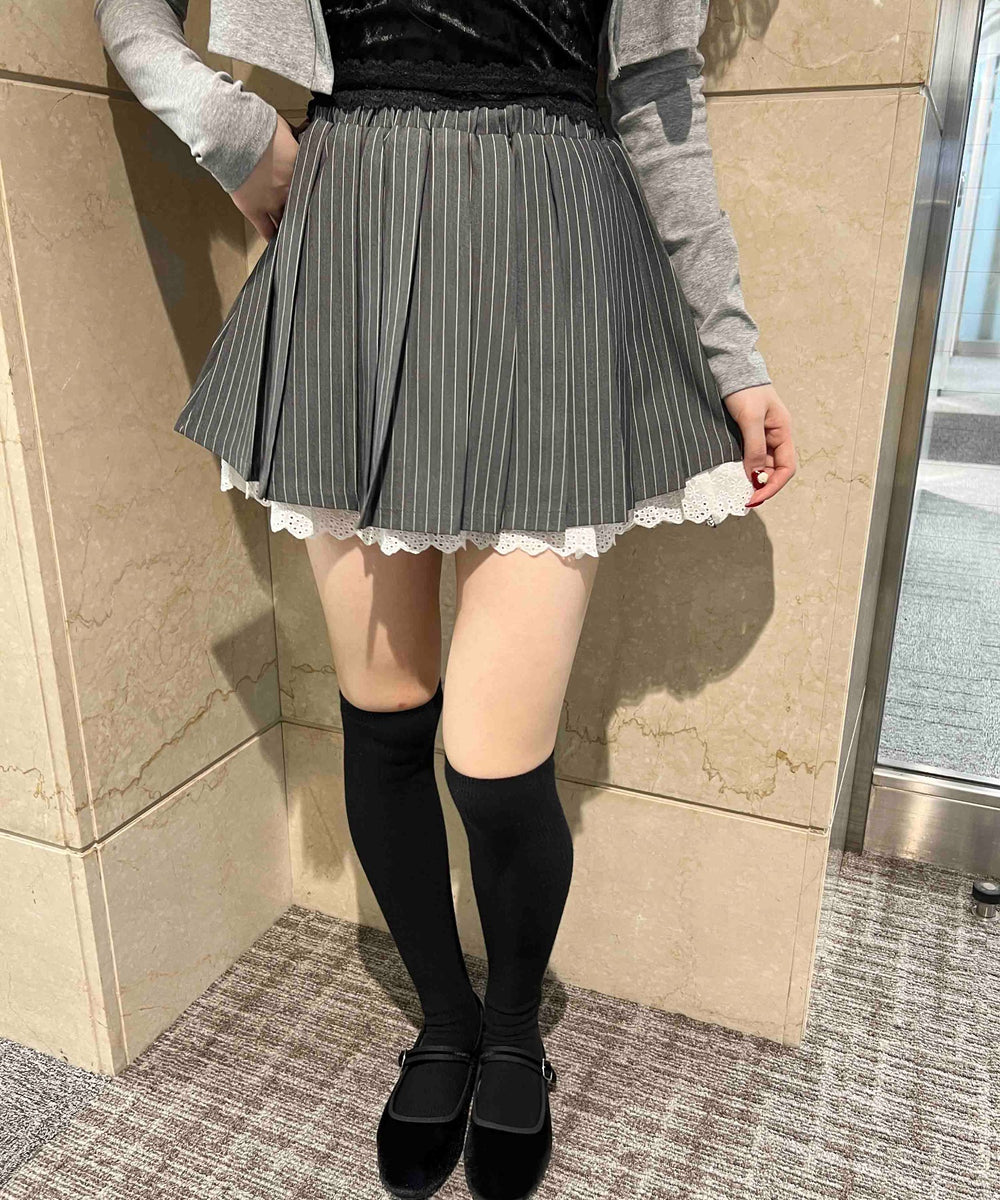 ピンストライプレースレイヤードスカート