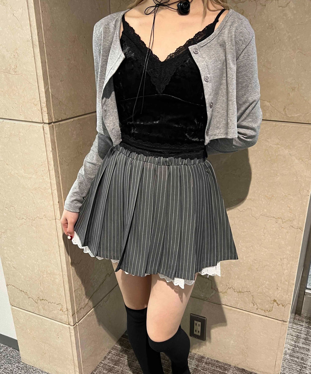 ピンストライプレースレイヤードスカート