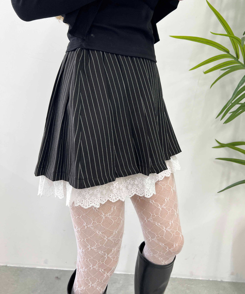 ピンストライプレースレイヤードスカート