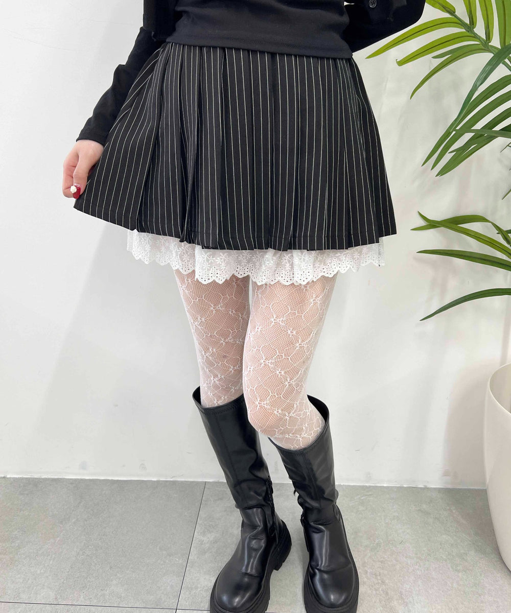 ピンストライプレースレイヤードスカート