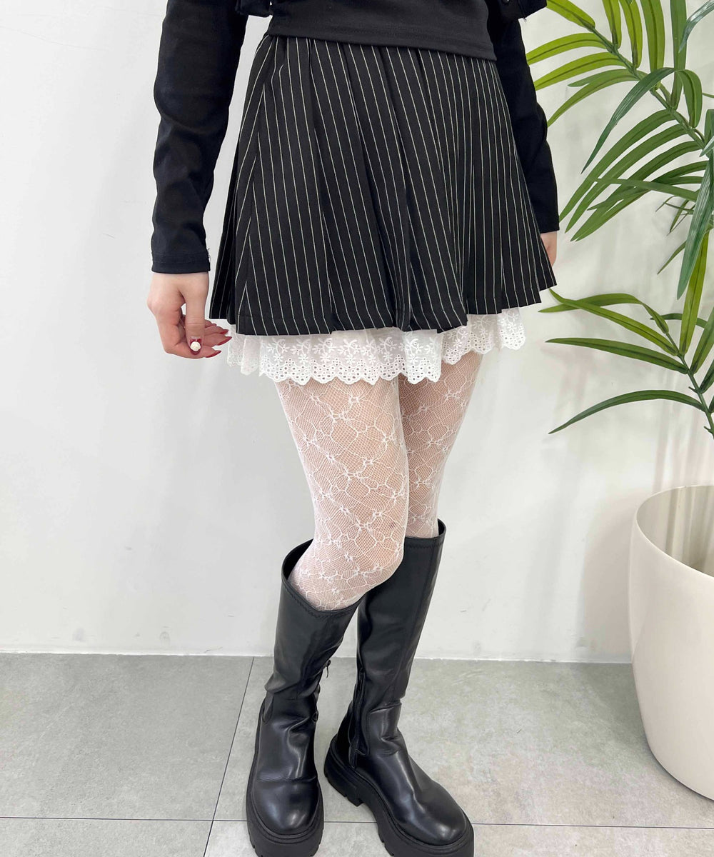 ピンストライプレースレイヤードスカート