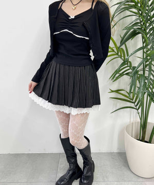 ピンストライプレースレイヤードスカート