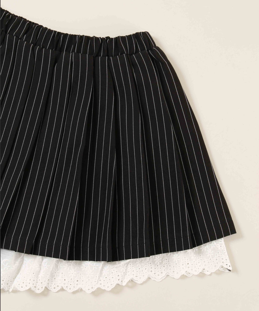 ピンストライプレースレイヤードスカート