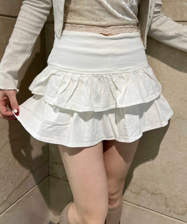 切り替えティアードミニスカート