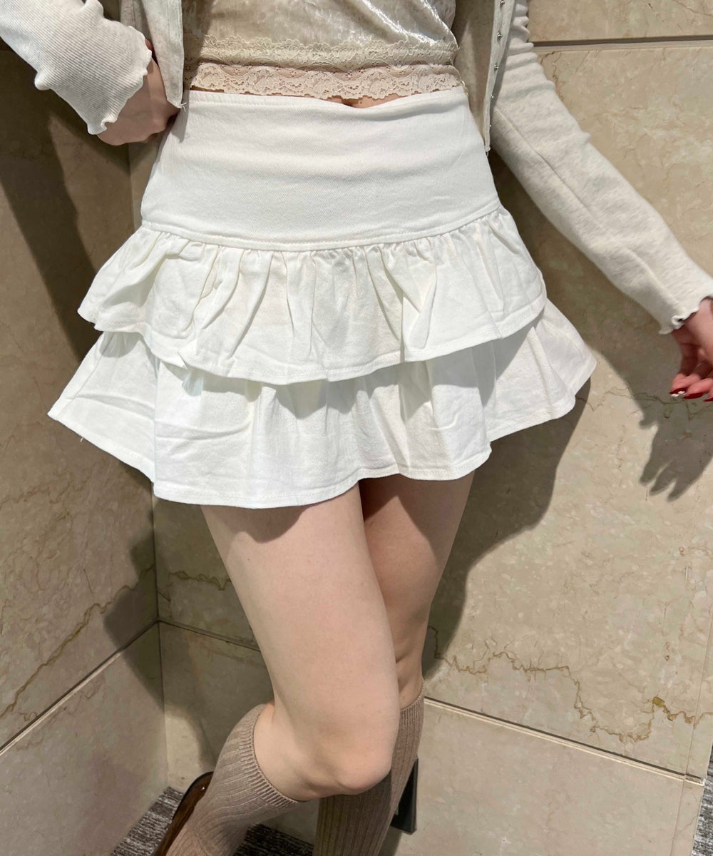 切り替えティアードミニスカート