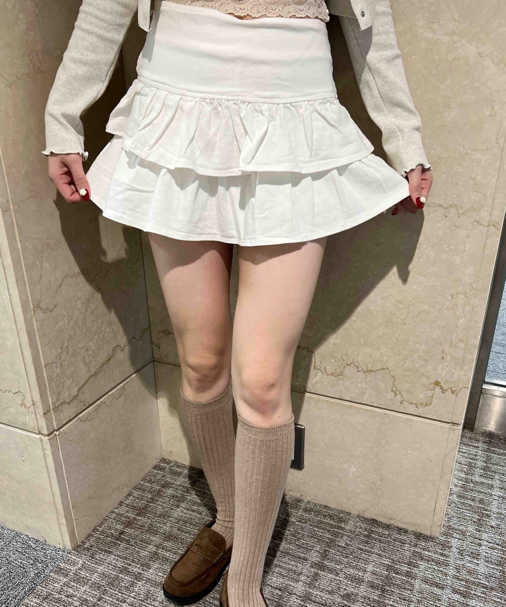 切り替えティアードミニスカート