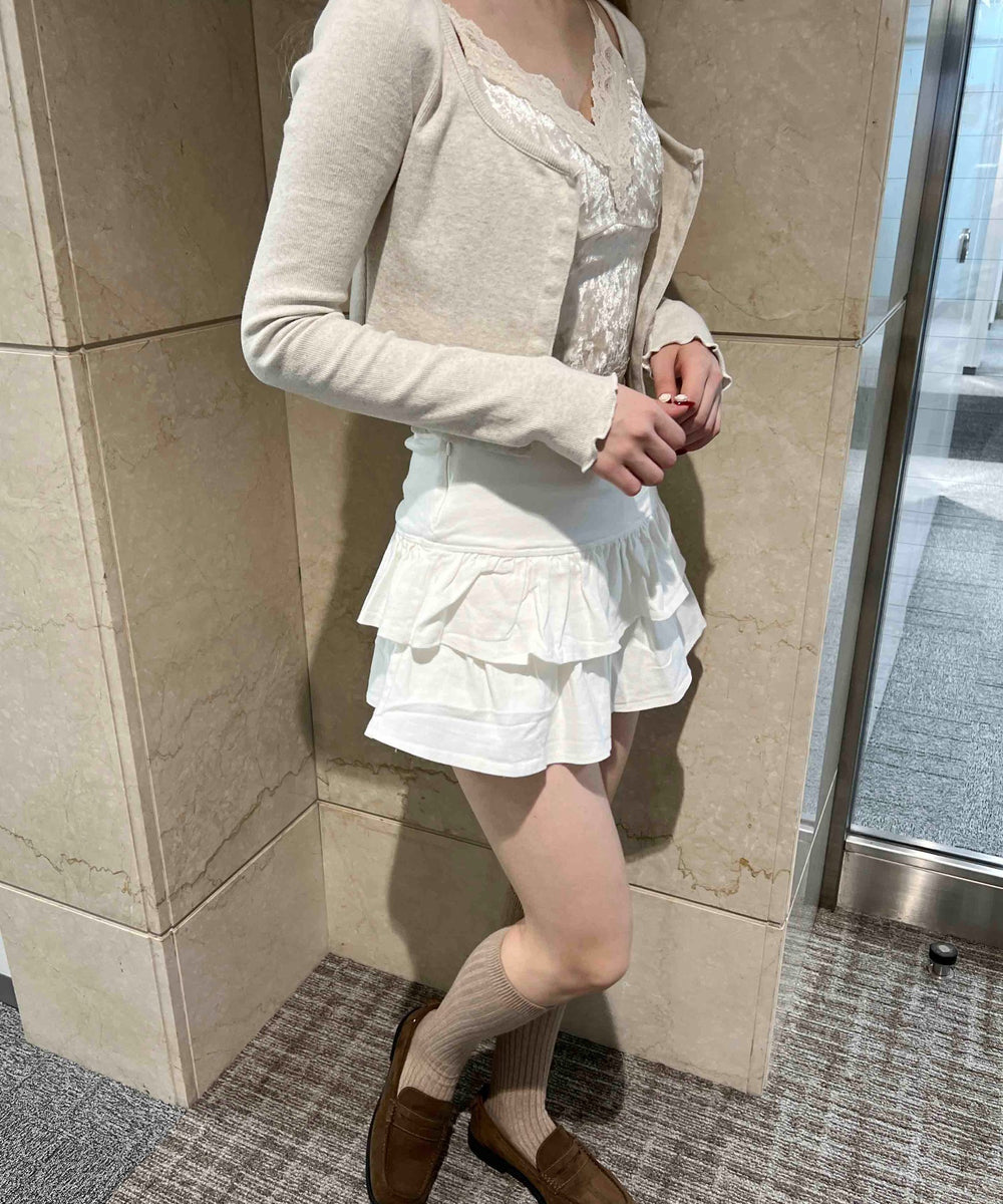 切り替えティアードミニスカート