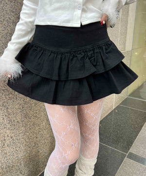 切り替えティアードミニスカート