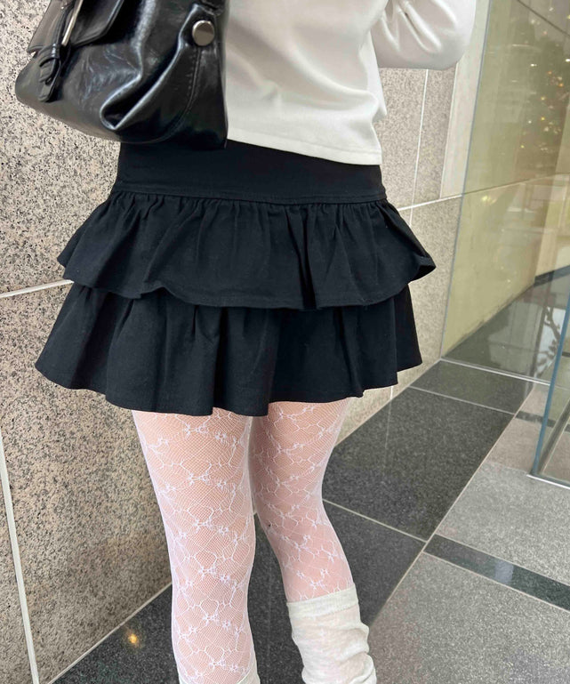 切り替えティアードミニスカート