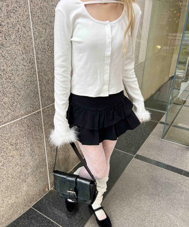 切り替えティアードミニスカート