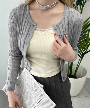 フェイクレイヤードリボンキャミソール