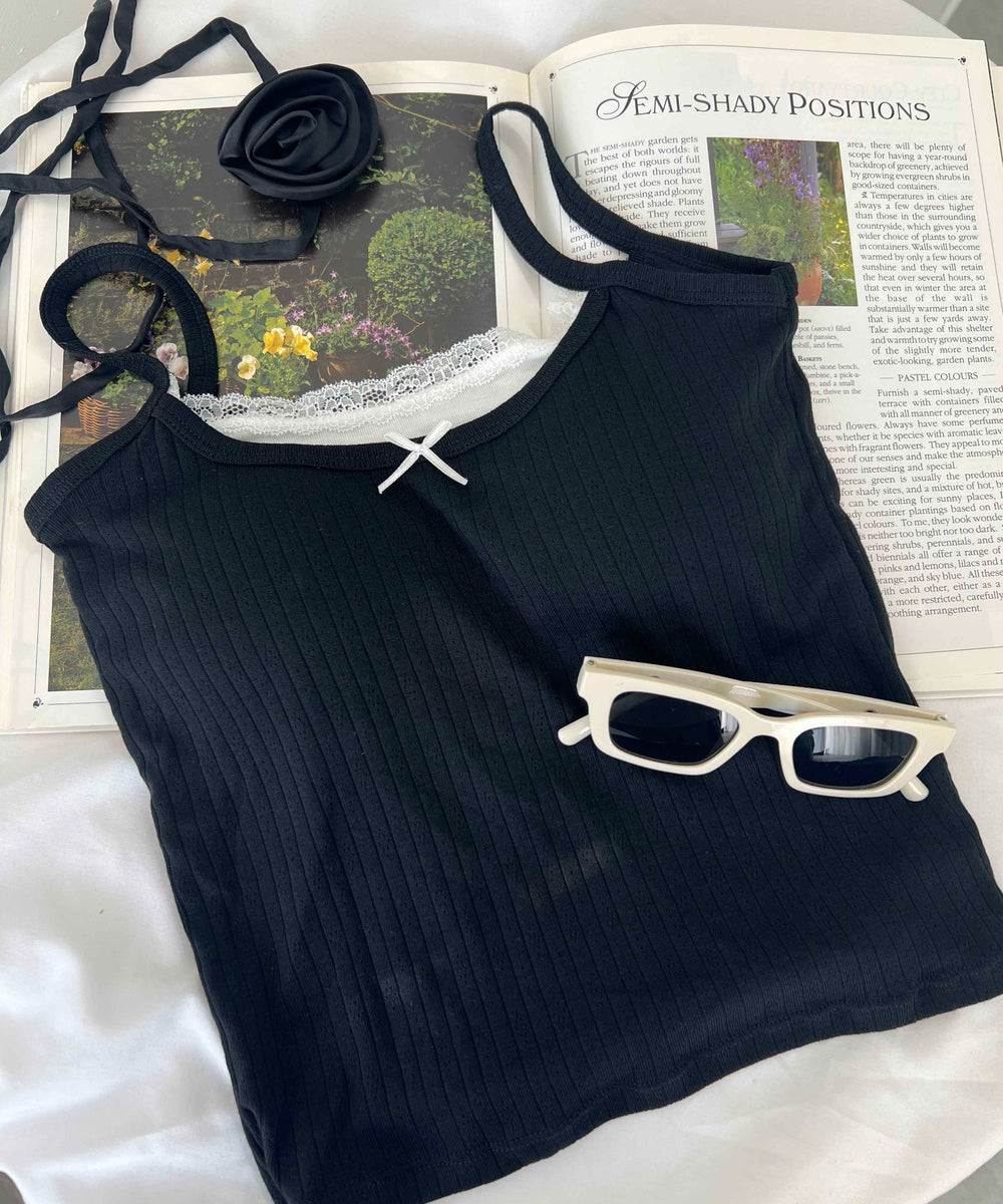 フェイクレイヤードリボンキャミソール