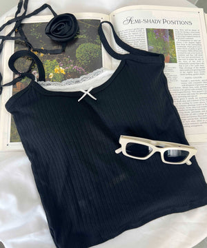 フェイクレイヤードリボンキャミソール