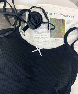 フェイクレイヤードリボンキャミソール