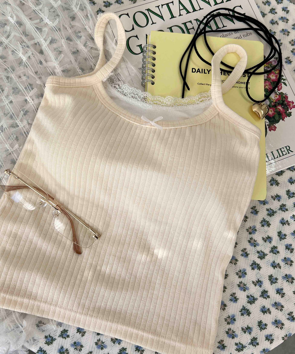 フェイクレイヤードリボンキャミソール